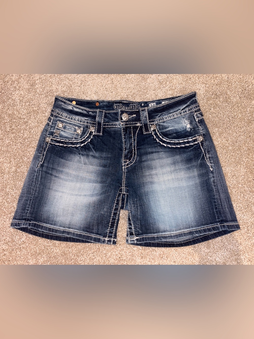 MissMe Dark Blue Faded Women’s Denim Shorts
